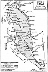 Carte présentant l'avancée des troupes britanniques lors de la bataille d'Arras